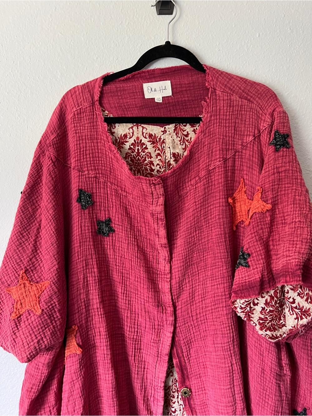 Oli & Hali Starry Night Kimono Duster Jacket Embroidered Stars OS - Picture 5 of 7